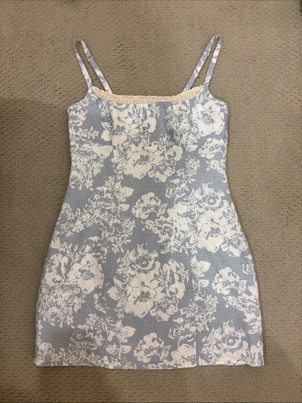 Reformation Light Blue Floral Lace-Trim Dress - Picture 1 of 1